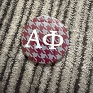 Red and White Alpha Phi Houndstooth Button